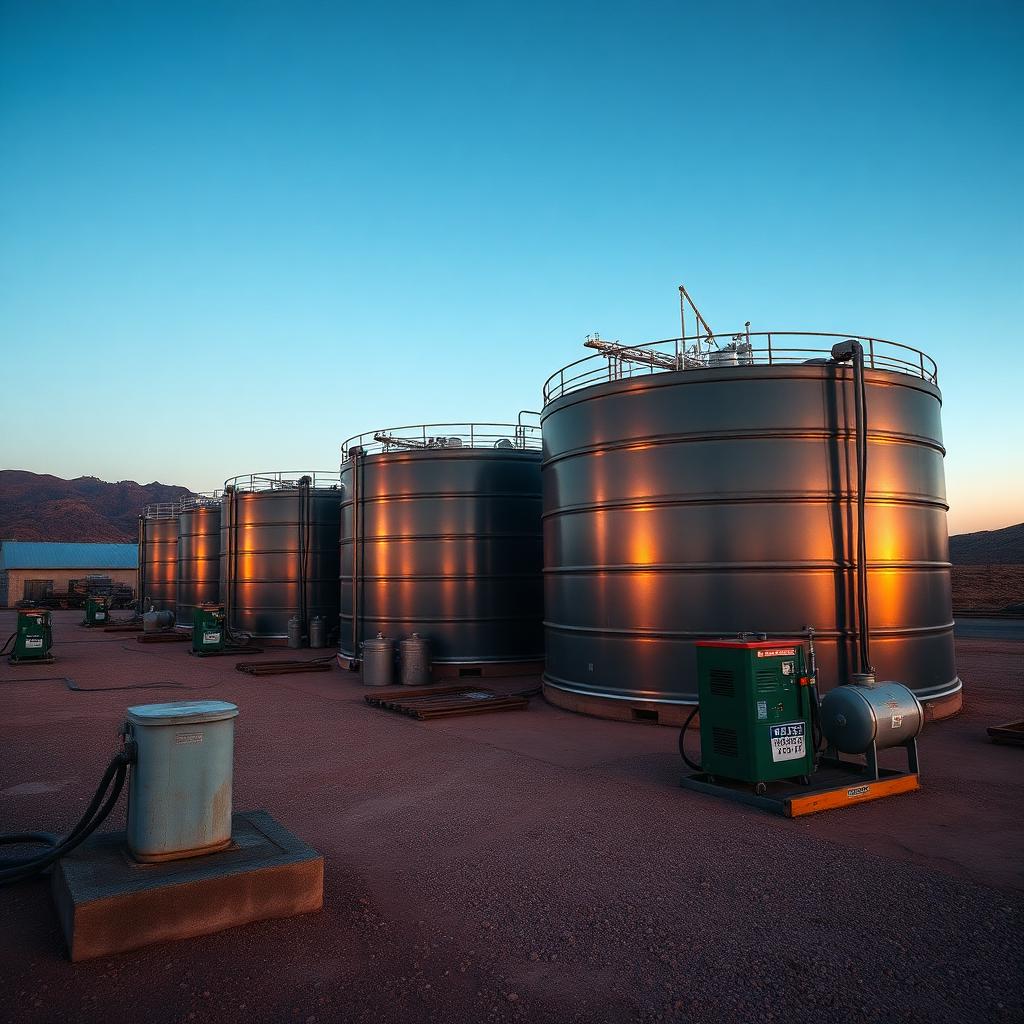 Industrial fuel storage tanks at a depot